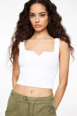 Dynamite Nylon Sweater Tank Top In Bright White