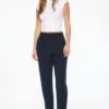 Dynamite Kendall Side Zip Slim Pants In Navy Blazer