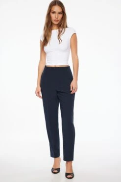 Dynamite Kendall Side Zip Slim Pants In Navy Blazer