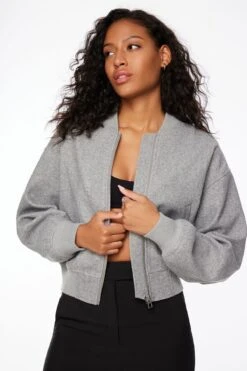 Dynamite Bomber Jacket In Medium Grey