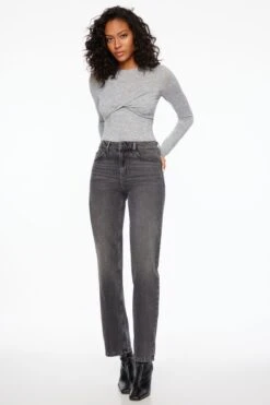 Dynamite Justina Straight Leg Jeans In Black Medium Dark