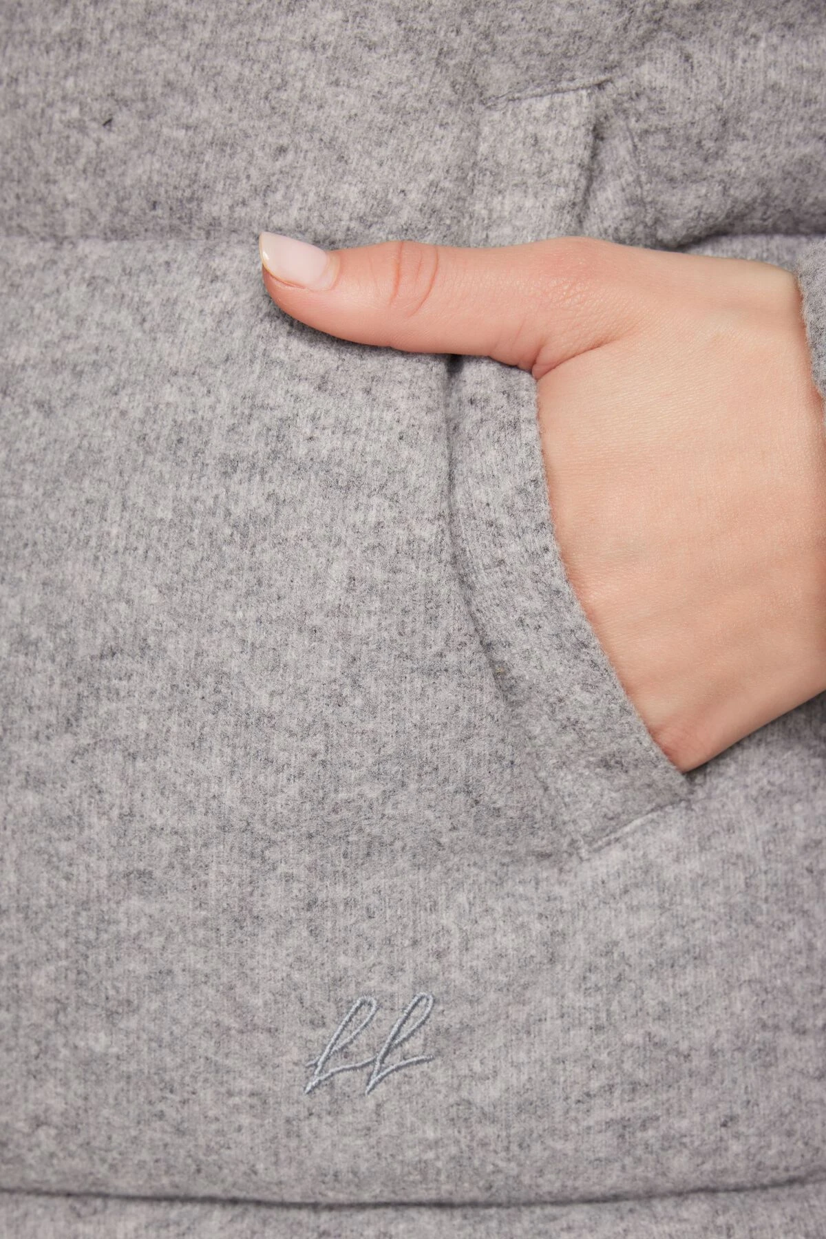 Dynamite Quilted Brushed Knit Puffer In Medium Grey Melange - Image 5