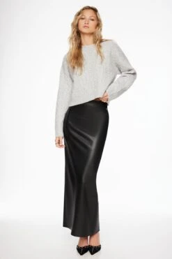 Dynamite Arya Faux Leather Maxi Skirt In Jet Black