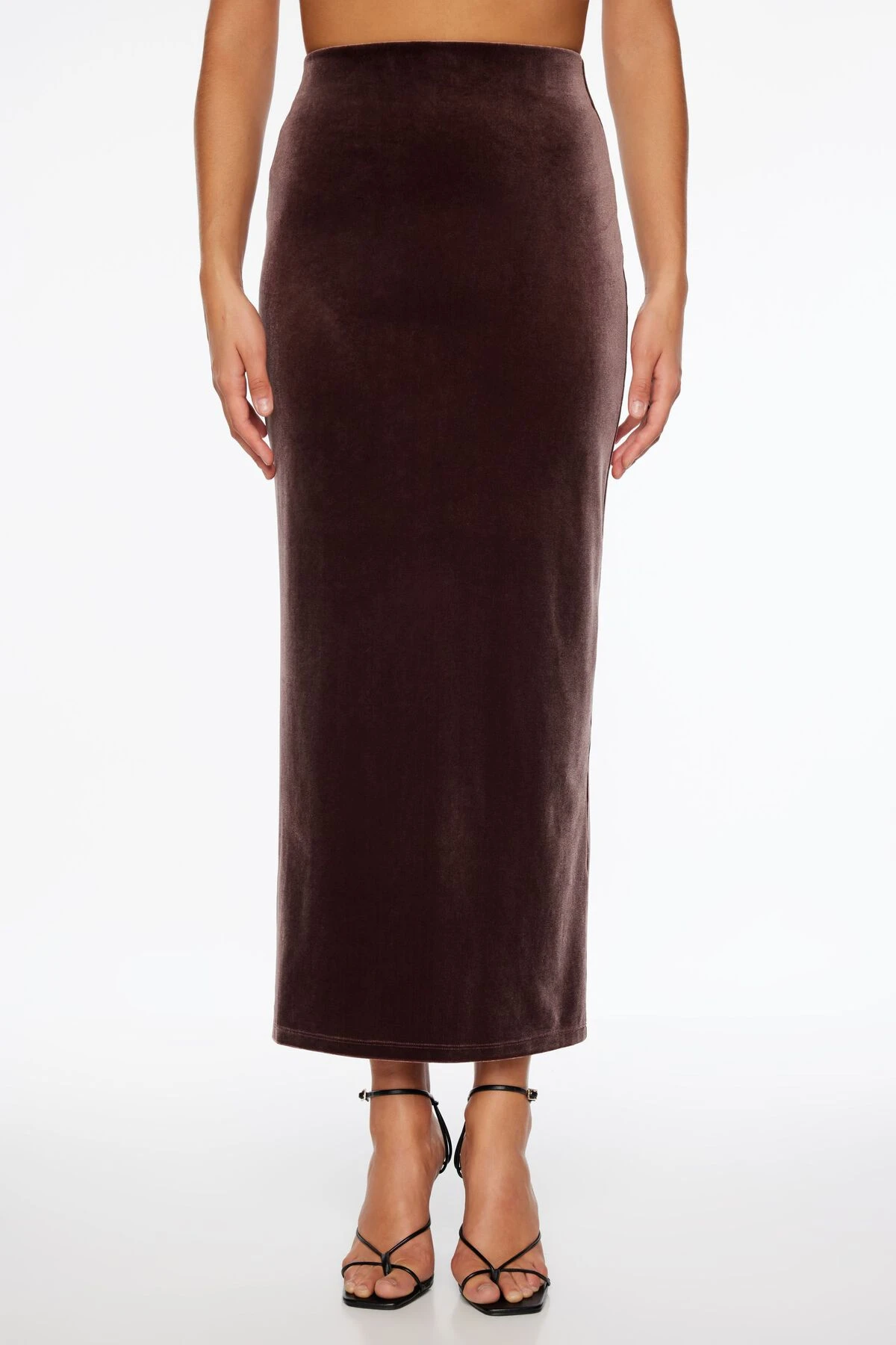 Dynamite Arya Velvet Tube Maxi Skirt In Candied Chestnuts - Image 2