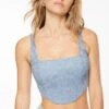 Dynamite Saige Lace Square Neck Corset Top In Ashley Blue