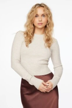 Dynamite Heavenlyarn™ Spongy Bodycon Sweater In Rainy Day Beige Melange