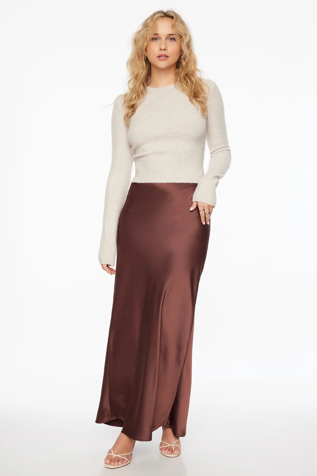 Dynamite Heavenlyarn™ Spongy Bodycon Sweater In Rainy Day Beige Melange - Image 2