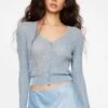 Dynamite Sheer V-Neck Cardigan In Ashley Blue