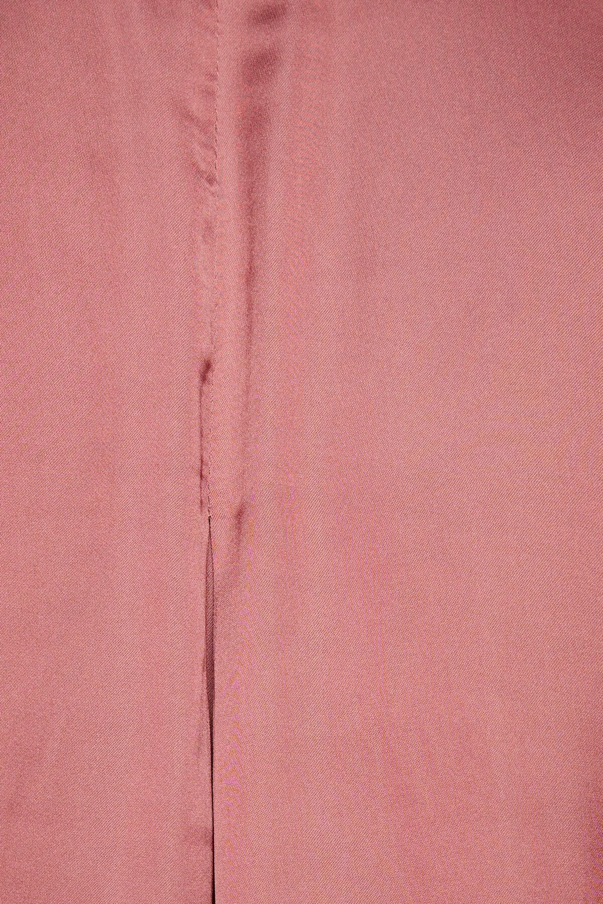 Dynamite Long Sleeve Satin Wrap Bodysuit In Deco Rose - Image 4