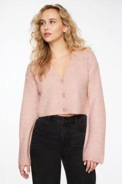 Dynamite Heavenlyarn™ Cropped Cardigan In Misty Rose Pink