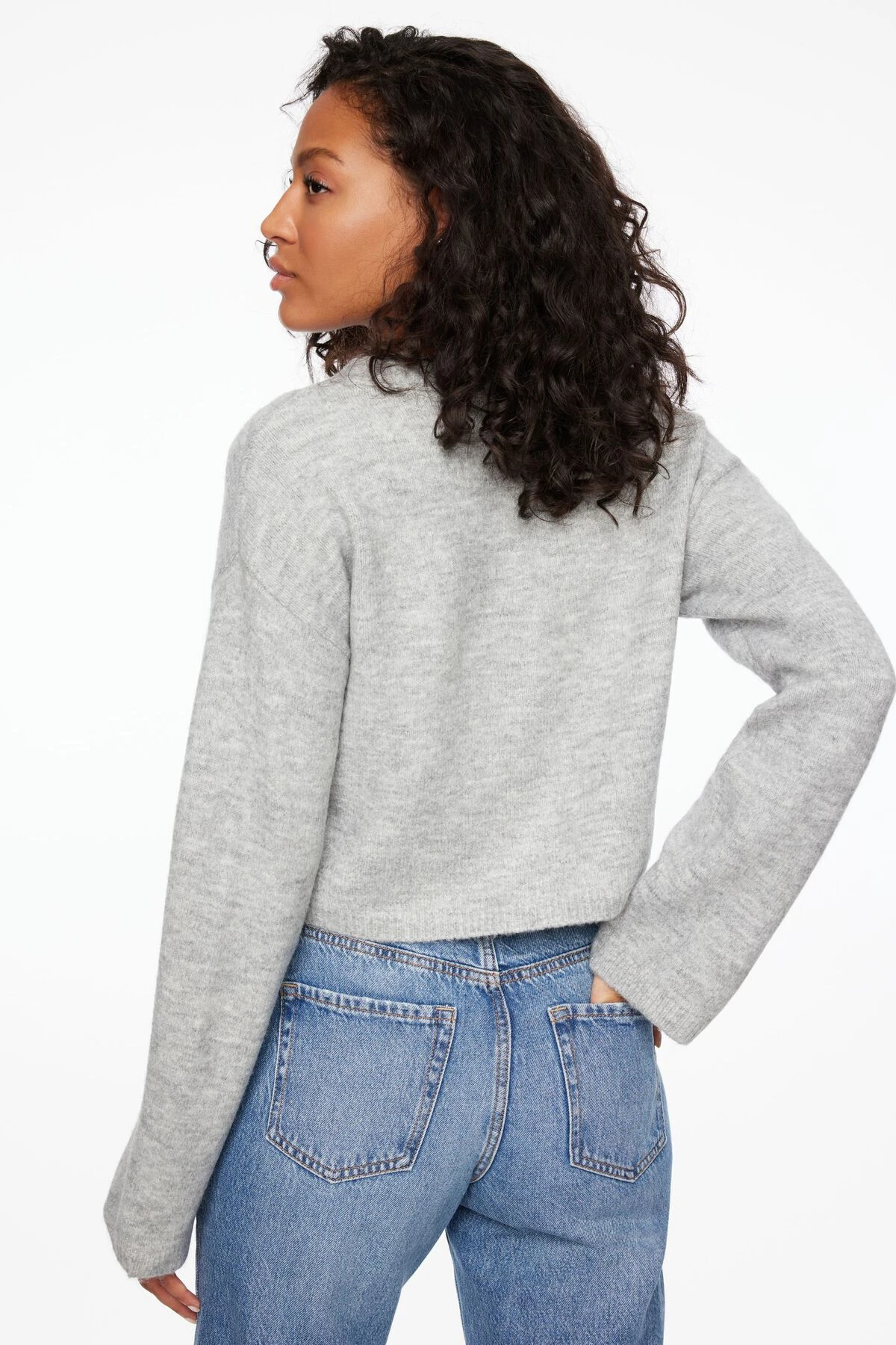 Dynamite Heavenlyarn™ Cropped Cardigan In Light Grey Melange - Image 3
