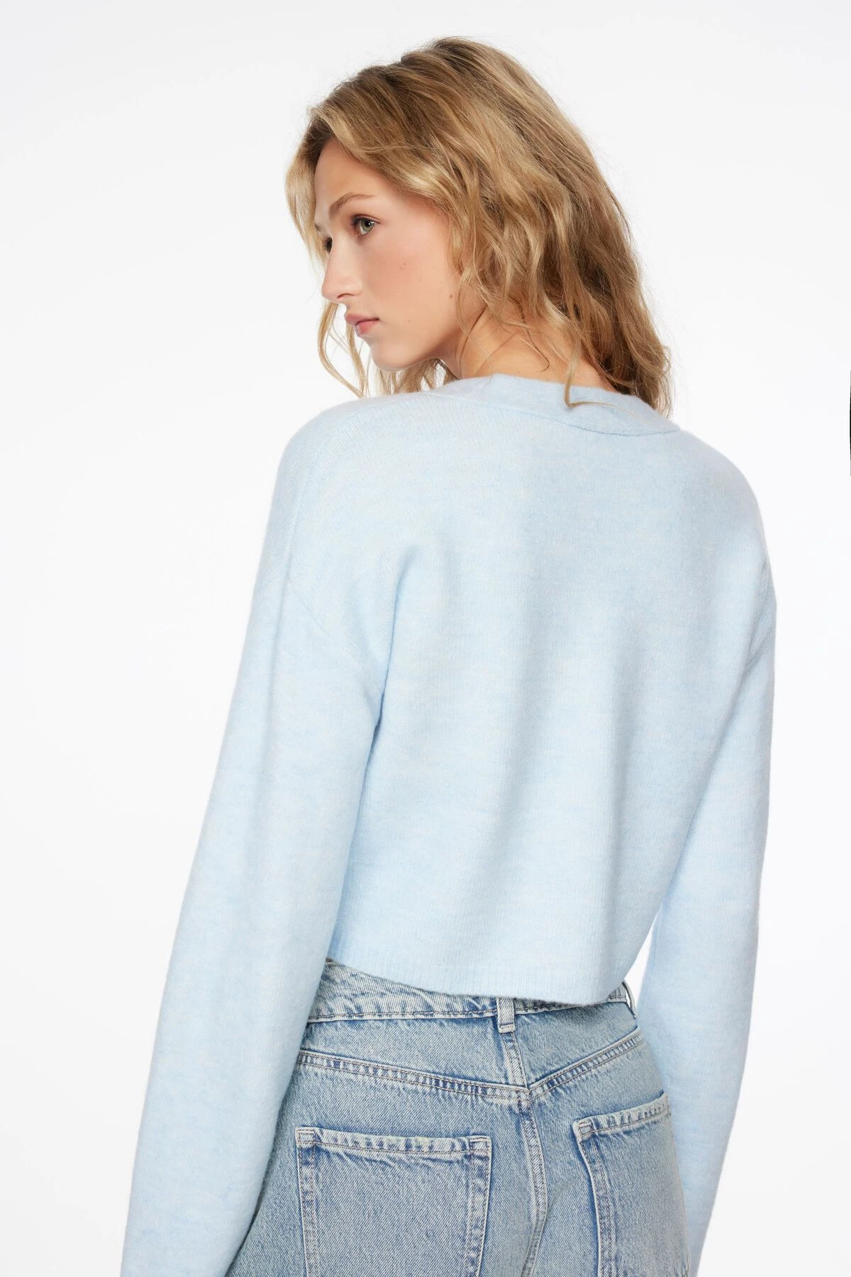 Dynamite Heavenlyarn™ Cropped Cardigan In Celestial Blue - Image 2