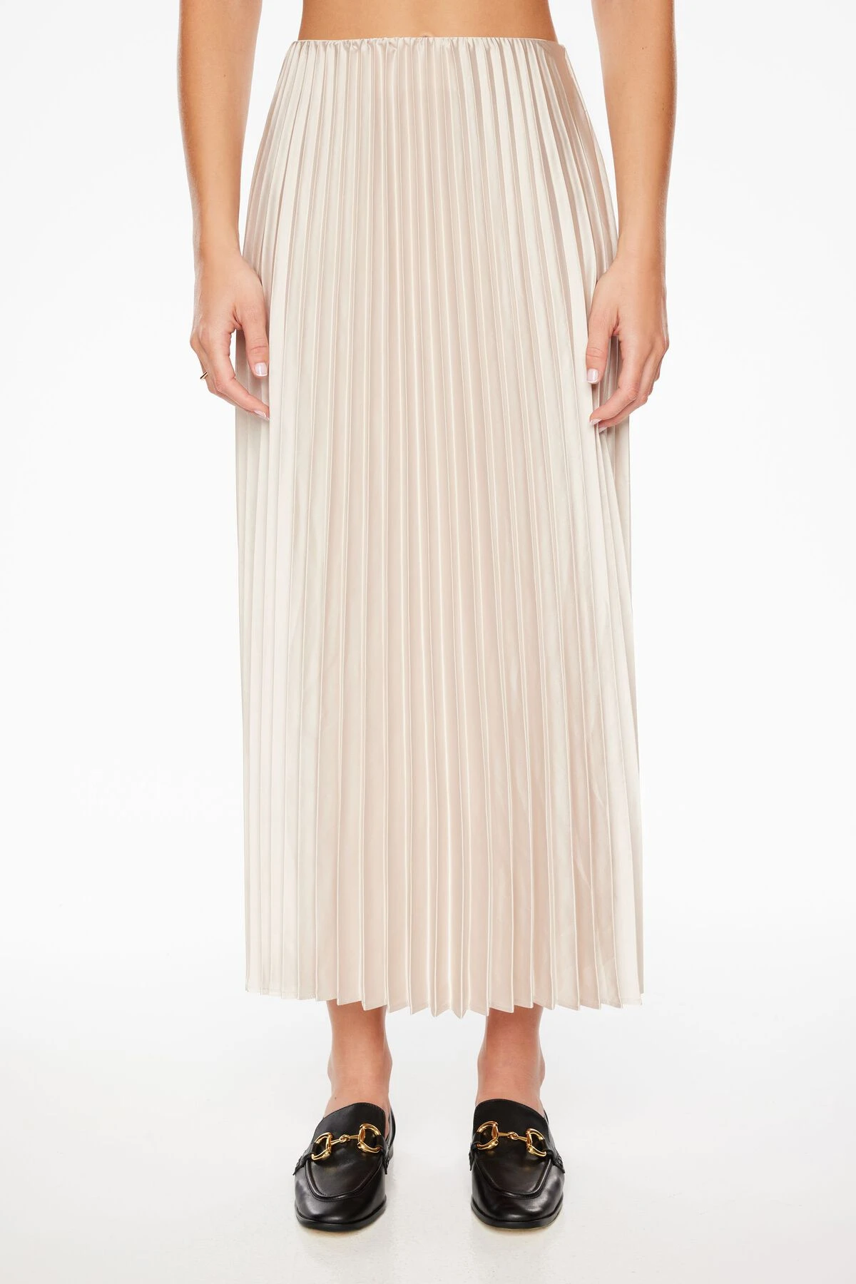 Dynamite Laure Pleated Maxi Skirt In Pebble Gray - Image 4