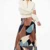 Dynamite Laure Pleated Maxi Skirt In Blue Abstract