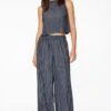 Dynamite Plissé Knit Wide Leg Pants In Turbulence Grey