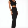 Dynamite Arya Textured Maxi Skirt In Jet Black