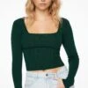 Dynamite Open Neckline Sweater In Jewel Green