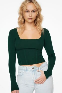 Dynamite Open Neckline Sweater In Jewel Green