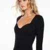 Dynamite Addie Sculpt Long Sleeve Corset Bodysuit In Jet Black