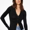 Dynamite Lurex Cardigan In Jet Black