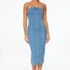 Dynamite Denim Tube Midi Dress In Indigo/Medium Light