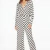 Dynamite Thin Waistband Wide Leg Pants In Diagonal Stripe White & Black