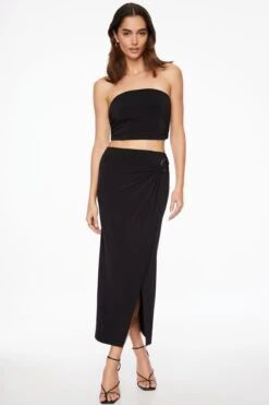 Dynamite Sculpt Hardware Maxi Skirt In Jet Black