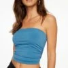 Dynamite Sculpt Ruched Tube Top In Sea Of Belize Blue