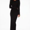 Dynamite Long Sleeve Crewneck Rib Maxi Dress In Jet Black