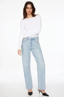 Dynamite Mika Pearl Relaxed Straight Jeans In Indigo Medium