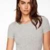 Dynamite Drea Short Sleeve Crew Neck Bodysuit In Fall Grey Mix