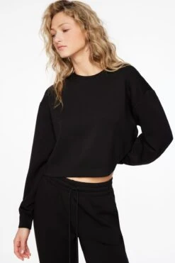 Dynamite Scuba Boxy Crewneck Sweatshirt In Jet Black