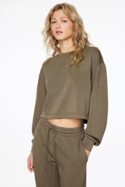 Dynamite Scuba Boxy Crewneck Sweatshirt In Acorn Oak Green