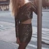 Dynamite Sequin Mini Skirt In Black
