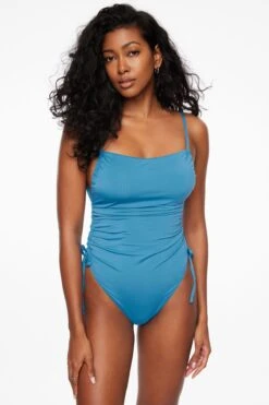 Dynamite Ruched One Piece Swimsuit In Sea Of Belize Blue