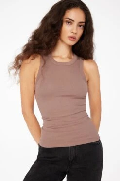 Dynamite Tedi Long Basic Tank Top In Deep Taupe