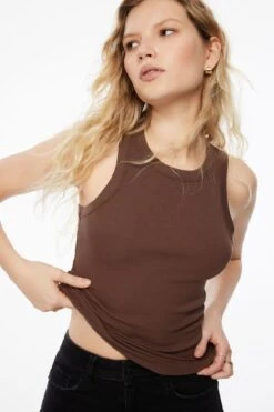 Dynamite Tedi Long Basic Tank Top In French Roast