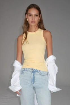 Dynamite Tedi Long Basic Tank Top In Lemon Sorbet Yellow