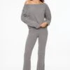 Dynamite Brushed Flared Pant In Stone Grey Mix