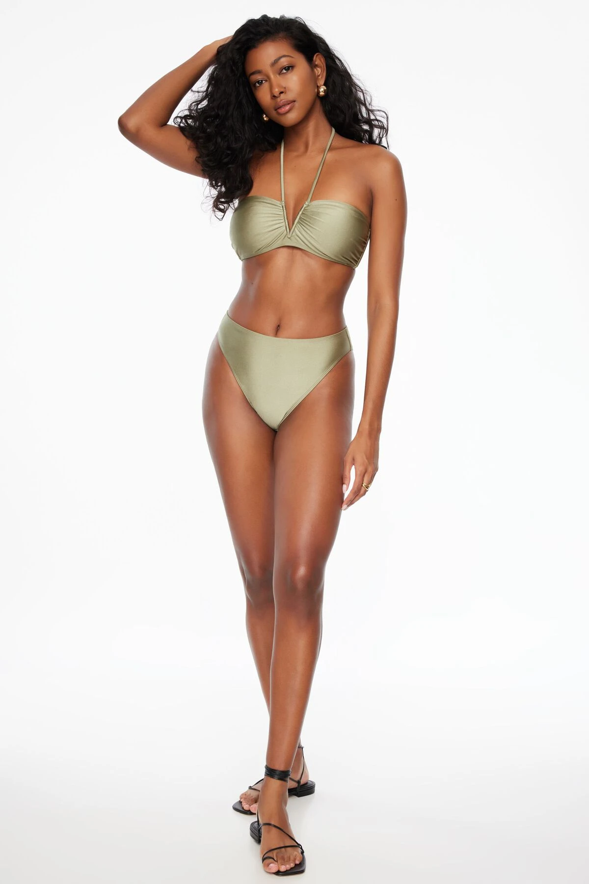 Dynamite V-Wire Bikini Top In Soft Moss Green - Image 2
