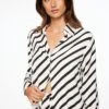Dynamite Long Sleeve Shirt With Big Cuffs In Diagonal Stripe