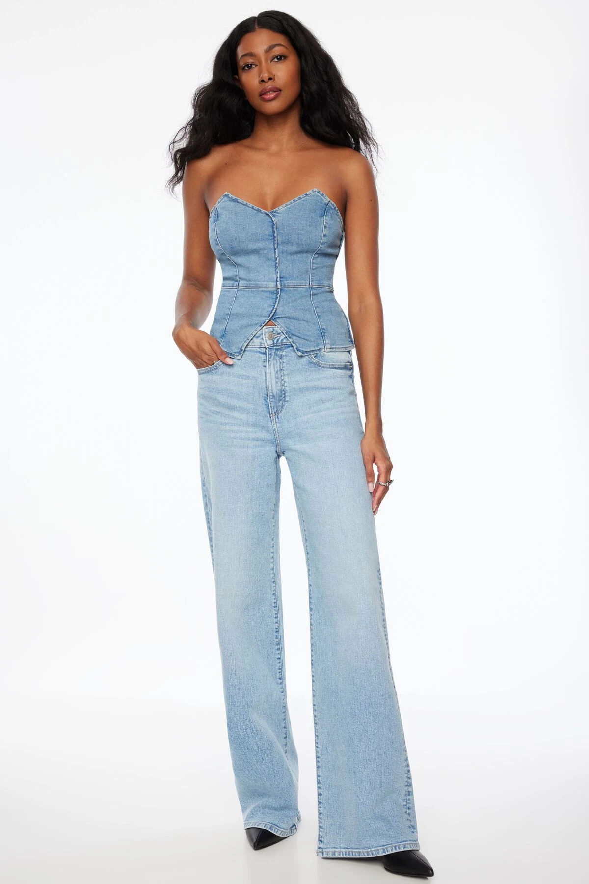 Dynamite Sweetheart Denim Bustier Top In Indigo Medium - Image 2