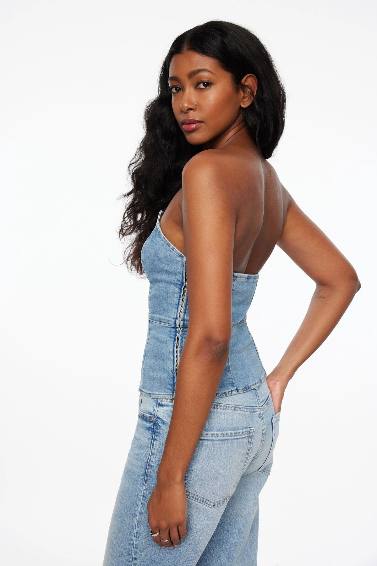 Dynamite Sweetheart Denim Bustier Top In Indigo Medium - Image 3