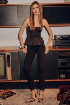 Dynamite Inez Slim Jeans In Dark Black