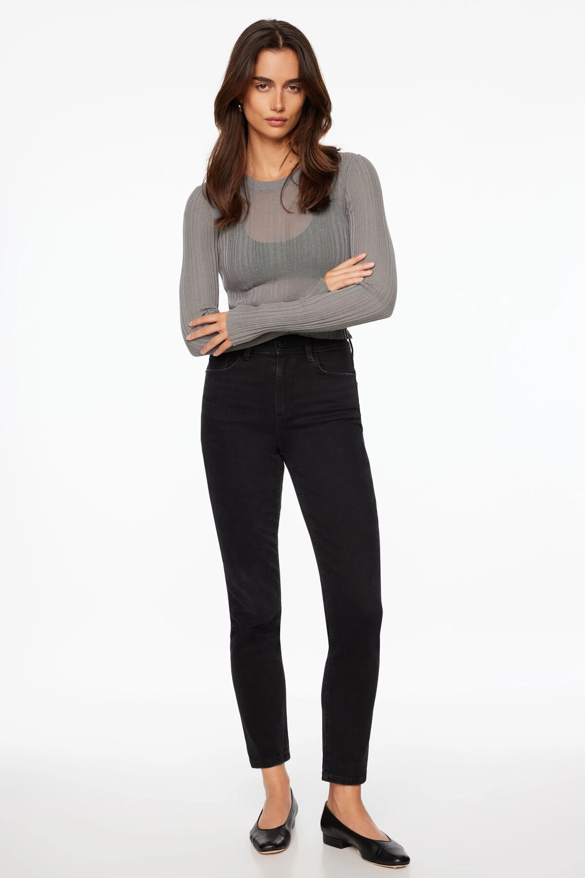 Dynamite Inez Slim Jeans In Dark Black - Image 2