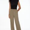 Dynamite Sofia Pleated Straight Leg Pants In Northwood Taupe