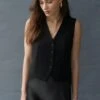Dynamite Millie Tailored Four Button Vest In Jet Black