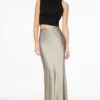 Dynamite Adriana Satin Mermaid Maxi Skirt In Light Pewter Green