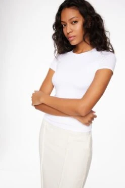 Dynamite Drea Jersey Crew Neck Tee In Bright White