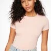 Dynamite Drea Jersey Crew Neck Tee In Pink Blossom